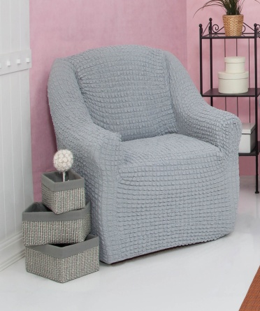 Комплект чехлов на диван и кресла без оборки CONCORDIA, цвет серый, 3 предмета фото 2