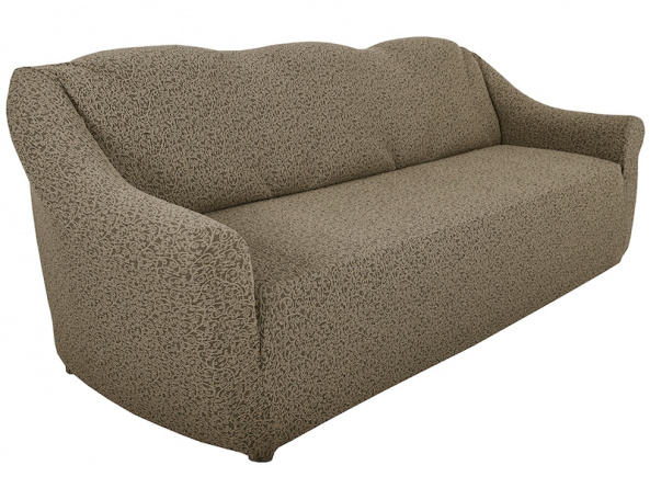 Чехол на трёхместный диван без оборки Venera "Жаккард", цвет бежевый фото 1