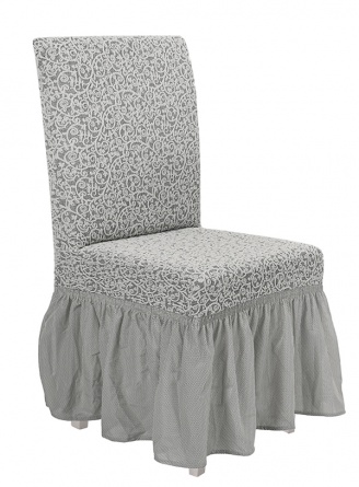 Чехлы на стулья с оборкой Venera "Жаккард", цвет слоновая кость, комплект 6 штук фото 8