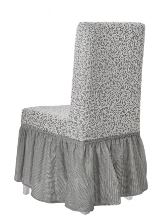 Чехол на стул с оборкой Venera "Жаккард", цвет светло-серый, 1 предмет фото 2