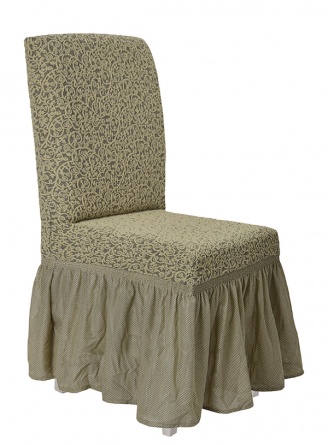 Чехлы на стулья с оборкой Venera "Жаккард", цвет светло-бежевые, комплект 6 штук фото 2