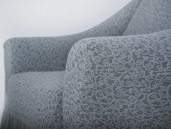Комплект чехлов на угловой диван и кресло с оборкой Venera "Жаккард", цвет серый фото 5