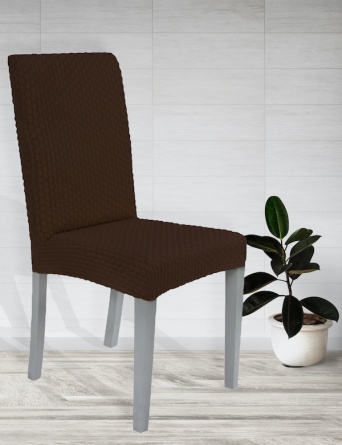 Чехол на стул без оборки Venera, цвет темно-коричневый, 4 штуки фото 4