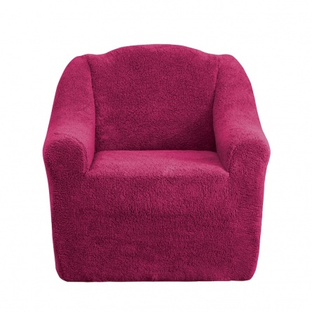 Комплект чехлов на трехместный диван и два кресла плюшевый Venera, цвет бордовый фото 4