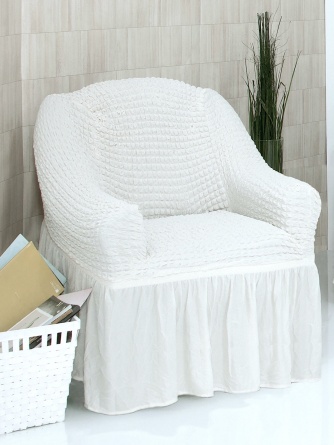 Чехол на кресло с оборкой Venera, цвет белый фото 2