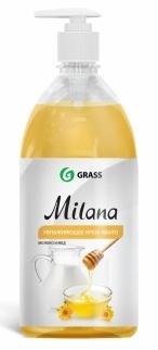 Жидкое крем-мыло Grass "Milana", Молоко и мед с дозатором 1 л. фото 1
