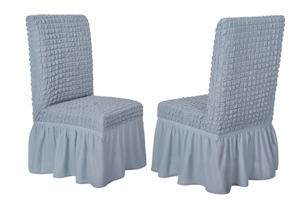 Чехлы на стулья с оборкой Venera, серый, комплект 6 штук фото 7