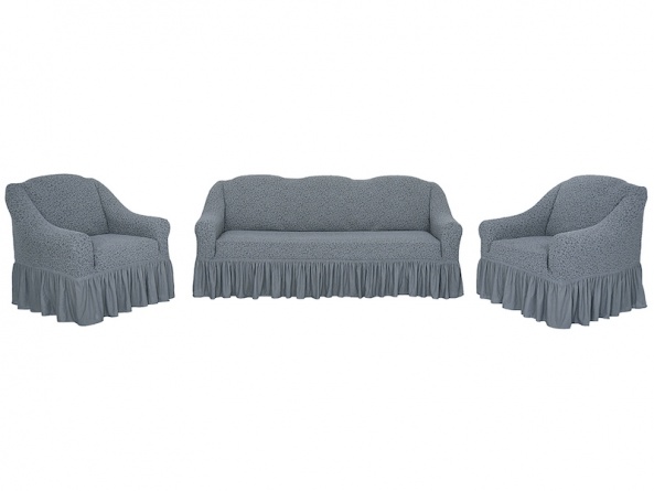 Комплект чехлов на трехместный диван и кресла Venera "Жаккард", цвет серый, 3 предмета фото 2