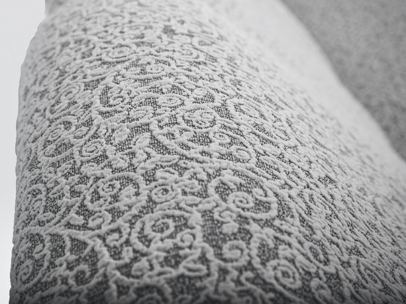 Чехол на угловой диван с оборкой Venera "Жаккард", цвет светло-серый фото 3