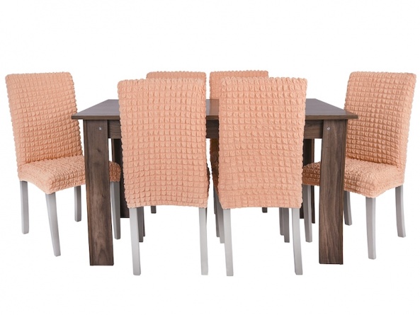 Чехлы на стулья без оборки Venera, цвет персиковый, комплект 6 штук фото 1