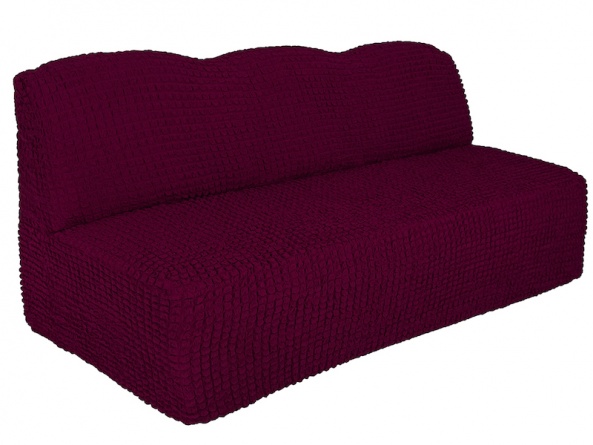 Чехол на трехместный диван без подлокотников и оборки Venera, цвет бордовый фото 2