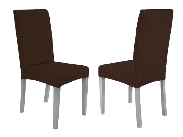 Чехол на стул без оборки Venera, цвет темно-коричневый, 2 штуки фото 1