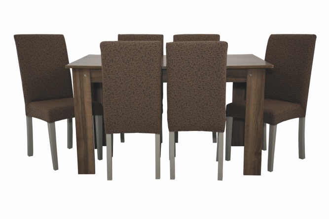 Чехлы на стулья без оборки Venera "Жаккард", цвет коричневый, комплект 6 штук фото 1