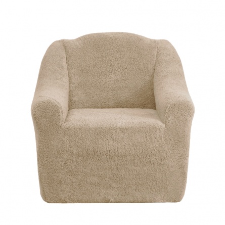 Комплект чехлов на трехместный диван и два кресла плюшевый Venera, цвет бежевый фото 5