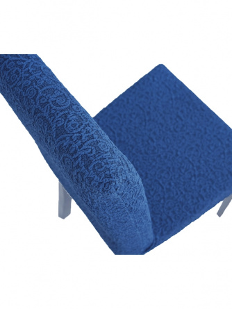 Чехол на стул без оборки Venera "Жаккард", цвет синий, 2 штуки фото 3