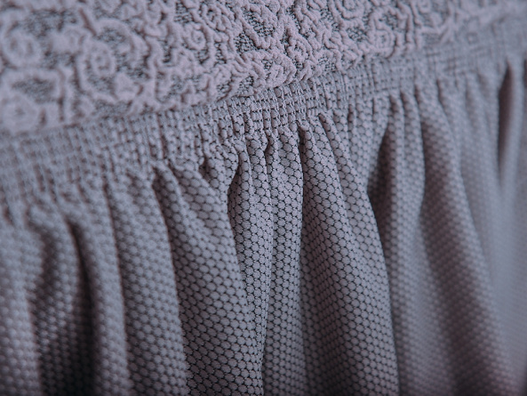 Чехол на угловой диван с оборкой Venera "Жаккард", цвет серо-бежевый фото 6