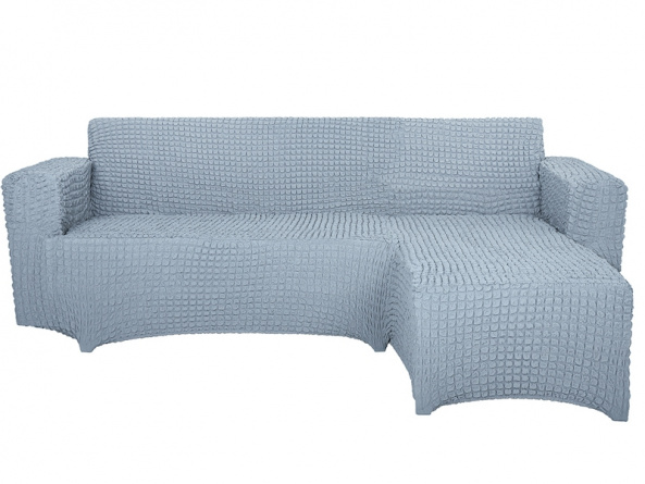 Чехол на угловой диван с оттоманкой CONCORDIA, выступ слева, цвет серый фото 1