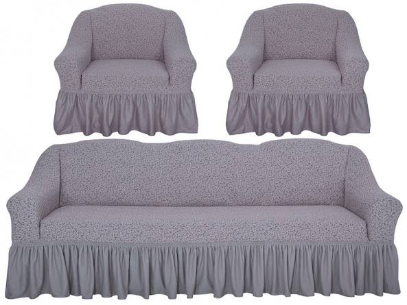 Комплект чехлов на трехместный диван и кресла Venera "Жаккард", цвет серо-бежевый, 3 предмета фото 1