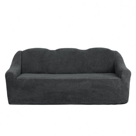 Комплект чехлов на трехместный диван и кресла плюшевый Venera, цвет темно-серый фото 2