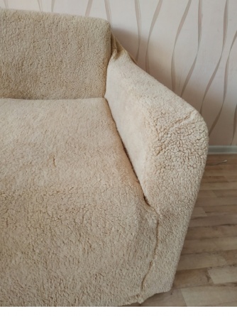 Чехол на трёхместный диван плюшевый Venera, цвет бежевый фото 7