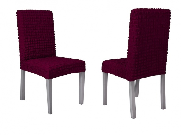 Чехлы на стулья без оборки Venera, цвет бордовый, комплект 6 штук фото 8