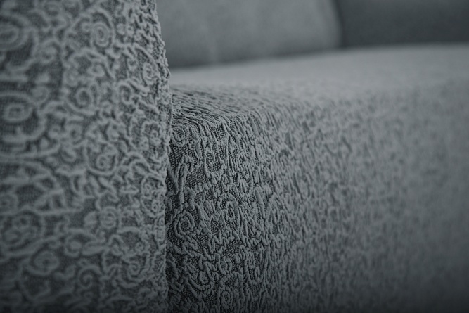 Чехол на трёхместный диван без оборки Venera "Жаккард", цвет серый фото 2