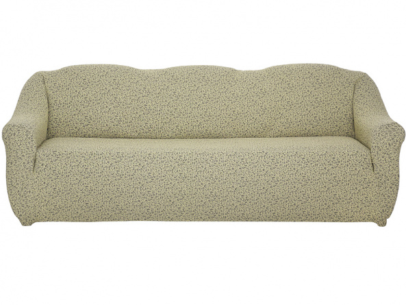 Чехол на трёхместный диван без оборки Venera "Жаккард", цвет светло-бежевый фото 2