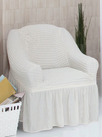 Чехол на кресло с оборкой Venera, цвет молочный фото 2