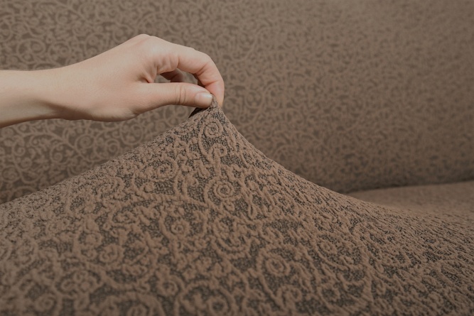 Чехол на трёхместный диван без подлокотников Venera, жаккард, цвет коричневый фото 2
