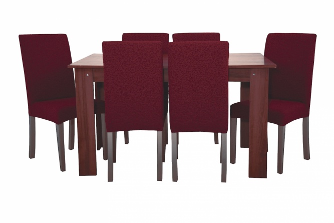 Чехлы на стулья без оборки Venera "Жаккард", цвет бордовый, комплект 6 штук фото 1