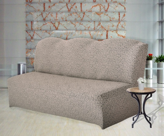 Чехол на трёхместный диван без подлокотников Venera, жаккард, цвет серо-бежевый фото 1