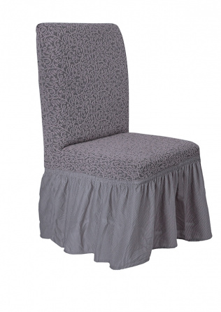 Чехол на стул с оборкой Venera "Жаккард", цвет серо-бежевый, 1 предмет фото 1