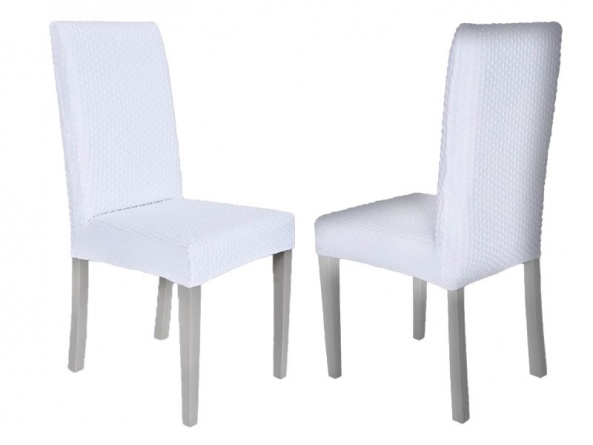 Чехлы на стулья без оборки Venera, цвет белый, комплект 6 штук фото 5