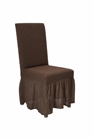 Чехлы на стулья с оборкой Venera "Жаккард", цвет коричневый, комплект 6 штук фото 2