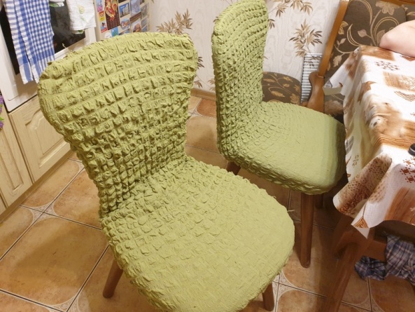 Чехлы на стулья без оборки Venera, цвет оливковый, комплект 4 штуки фото 12