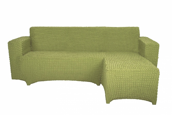 Чехол на угловой диван с оттоманкой CONCORDIA, выступ слева, цвет оливковый фото 1