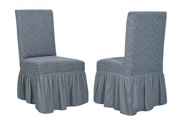 Чехлы на стулья с оборкой Venera "Жаккард", цвет серый, комплект 6 штук фото 8