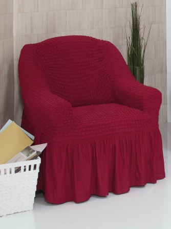 Чехол на кресло с оборкой Venera, цвет бордовый фото 2