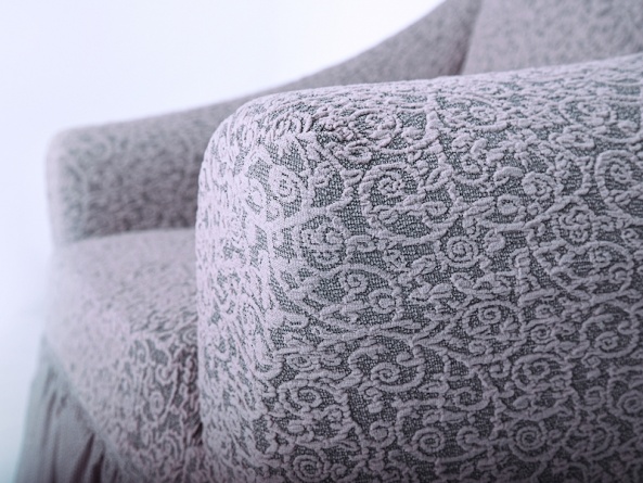 Комплект чехлов на трехместный диван и кресла Venera "Жаккард", цвет серо-бежевый, 3 предмета фото 6