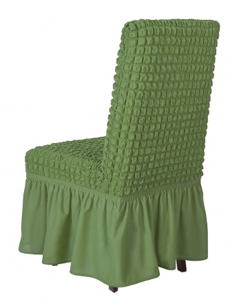 Чехлы на стулья с оборкой Venera, цвет оливковый, комплект 6 штук фото 4