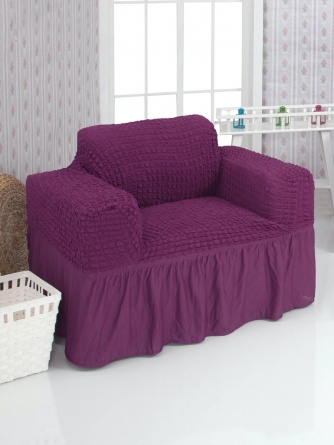 Чехол на кресло с оборкой Venera, цвет фиолетовый фото 1