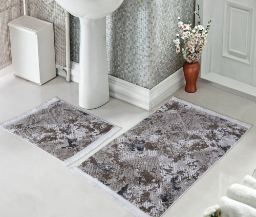 Набор ковриков для ванной и туалета Venera, 60x100/50x60 см, бежевый фото 1