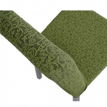 Чехол на стул без оборки Venera "Жаккард", цвет оливковый, 1 предмет фото 4