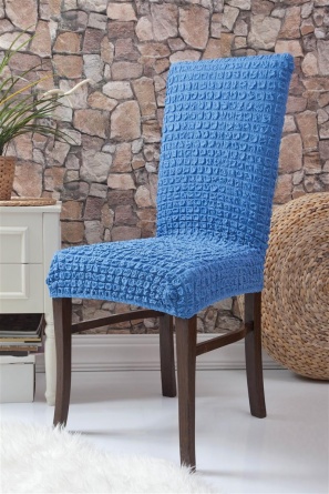 Чехлы на стулья без оборки Venera, цвет синий, комплект 6 штук фото 3