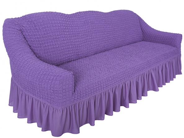 Чехол на трехместный диван с оборкой CONCORDIA, цвет сиреневый фото 3