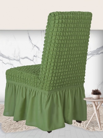 Чехол на стул с оборкой Venera, цвет оливковый, 1 предмет фото 9