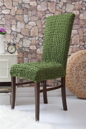 Чехлы на стулья без оборки Venera, цвет зеленый, комплект 6 штук фото 2
