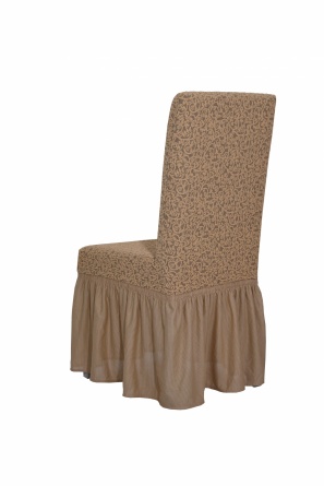 Чехлы на стулья с оборкой Venera "Жаккард", цвет светло-коричневый, комплект 6 штук фото 3