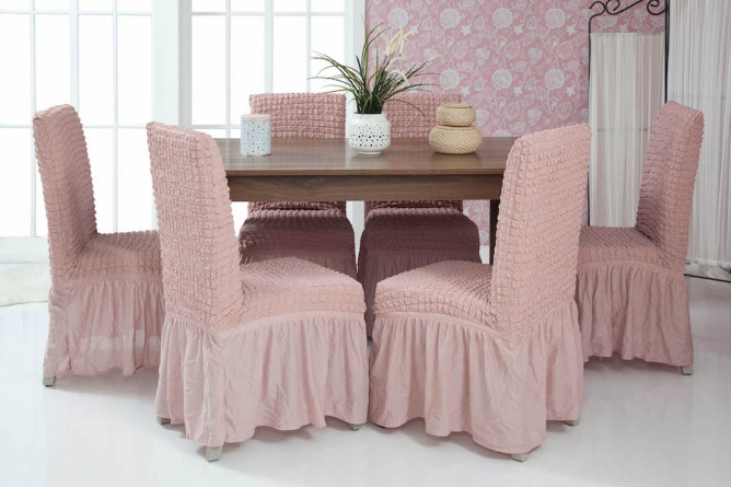 Чехол на стул с оборкой Venera, цвет розовый, 1 предмет фото 9