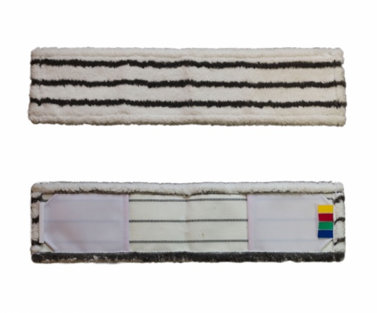 Насадка для швабры плоская (моп), 40х11 см, микрофибра+жесткий абразив, рамочная, бело-черная фото 3